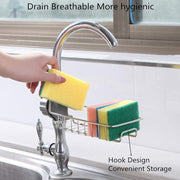 Stainless Steel Adjustable Faucet Sponge Holder | Smart Kitchen Sink Organizer