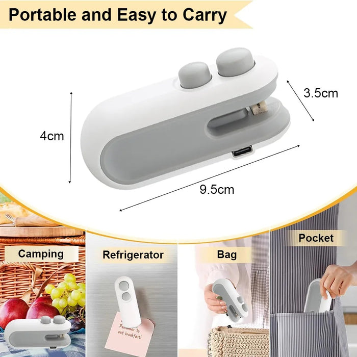 Portable Rechargeable Mini Heat Sealer | Handheld Food Bag Sealing Machine
